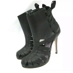 HERVE LEGER black leather heels NWOT